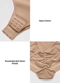 front Body gainant dos nu profond à bretelles fines ajustables avec contrôle du ventre (dos en panneau de mesh avec culotte)