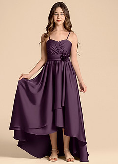 Azazie Catalina Junior Plum A-Line Sweetheart Neckline Stretch Satin Dress image5