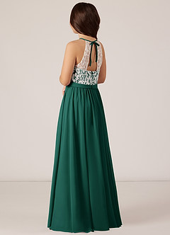 Azazie Fahari Junior Emerald A-Line Lace Chiffon Dress image4