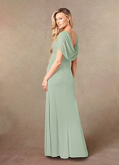 Azazie Luisa Mother of the Bride Dresses Dusty Sage Mermaid V-Neck Pleated Mesh Dress image6