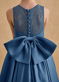 Azazie Sammy Flower Girl Dresses Twilight A-Line Lace Matte Satin Dress image6