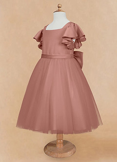 Azazie Kaeya Flower Girl Dresses Cedar Rose A-Line Bow Tulle Dress image7