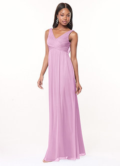 Azazie Oceana Bridesmaid Dresses A-Line V-Neck Pleated Mesh Floor-Length Dress image2