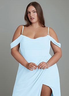 Azazie Johana Abiti da Damigella Abito Convertibile Sirena in Chiffon Spalle Scoperte Azzurro image10