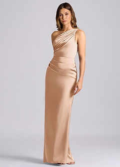 Azazie Akilah Brudtärnklänningar Klä av Sjöjungfru i Stretch Satin Ena axeln Engelsk Ros image6