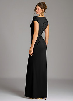 Azazie Nazanin Bridesmaid Dresses Black Mermaid Off the Shoulder Premium Stretch Jersey Dress image6