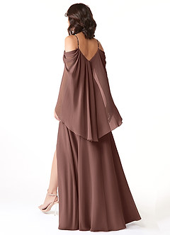 Azazie Cienna Jurken voor bruidsmeisjes Jurk van Chiffon met A-Lijn Off the Shoulder Espresso image5
