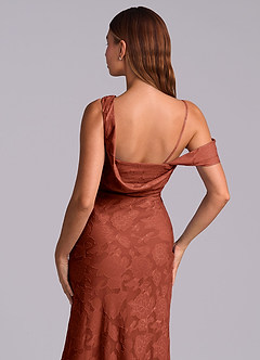 Azazie Madelyn Robes de demoiselle d'honneur Robe Sirène Convertible en Blumen-Burnout Ue épaule Terracotta image8