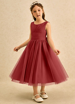 Azazie Macaron Flower Girl Klänningar Klä A-Line i Tyll Plisserad image4