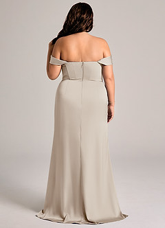 Azazie Johana Bridesmaid Dresses Frost Mermaid Off the Shoulder Stretch Satin Convertible Dress image2