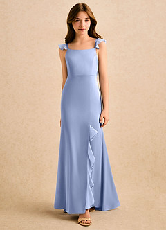 Azazie Novalie Girls Formal Robe Demoiselle D'honneur Fillette Robe Sirène en Satin extensible Arc Eis image3