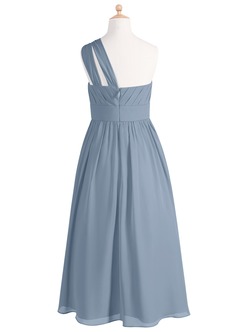 Azazie Molly Junior Dusty Blue A-Line Pleated Chiffon Dress image8