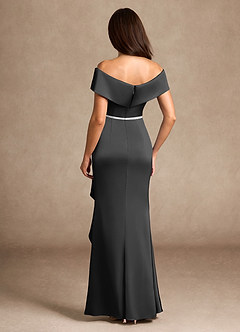 Azazie Dareia Mère de la mariée Robes Robe Sirène en Satin extensible Épaule décolletée Noir image2