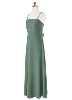 Azazie Cosette Junior Abito A-Line in Chiffon Fiocco Eucalipto image6