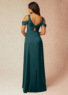 Azazie Rhea Maternity Bridesmaid Dresses A-Line Off-The-Shouler Pleated Stretch Satin Floor-Length Dress image2