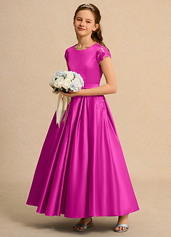 Azazie Bunny Girl vestidos de niña de las flores Vestido de Fucsia de Encaje de Princesa image6