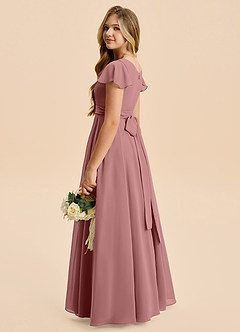 Azazie Cady Junior Desert Rose A-Line Pleated Chiffon Dress image6