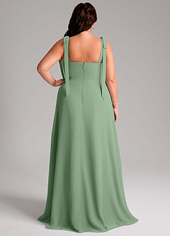 Azazie Debra Vestidos de damas de honor Vestido de Matcha de Gasa de Corte en A Convertible con Con bolsillos image12