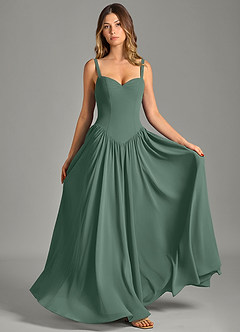 Azazie Evadina Suknie dla druhen Linia A Gorset Szyfon Do ziemi Sukienka image1