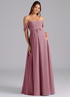 Azazie Saige Maternity Bridesmaid Dresses A-Line Pleated Chiffon Floor-Length Dress image3
