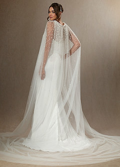 front Mantella in tulle con perle a cascata