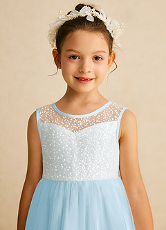 Azazie Tay Flower Girl Dresses Sky Blue A-Line Sequins Tulle Dress image7