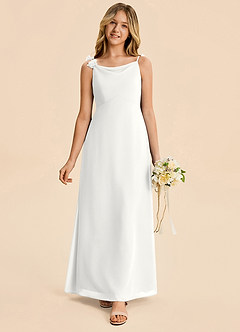 Azazie Gumdrop Junior White Empire Pleated Chiffon Dress image3
