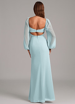 Azazie Brixley 신부 들러리 드레스 인어 긴팔 쉬폰 바닥 길이 드레스 image2