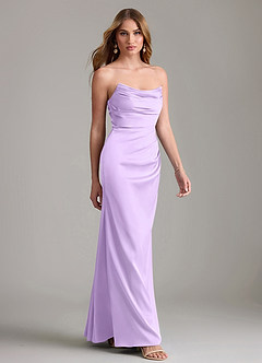 Azazie Lucille Bridesmaid Dresses Lilac Mermaid Strapless Stretch Satin Convertible Dress image4