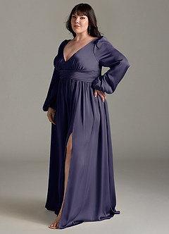 Azazie Norah Brautjungfernkleider A-Linie Stretch-Satin Kleid Sturm image11