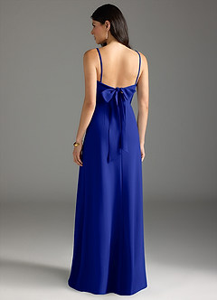 Azazie Melia Bridesmaid Dresses Royal Blue A-Line Bow Stretch Crepe Dress image4