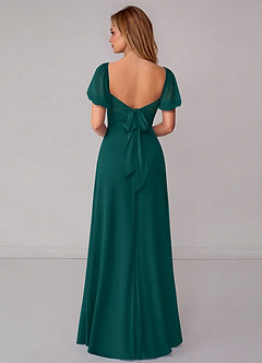 Azazie Fatima Bridesmaid Dresses Peacock A-Line with Pockets Chiffon Dress image5