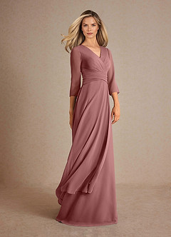 Azazie Mayfield Abiti per la Madre della Sposa Abito A-Line in Chiffon Plissettato Rosa Del Deserto image2