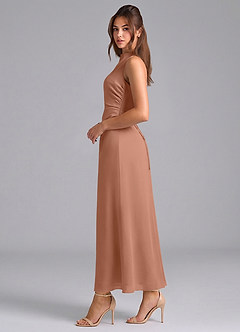 Azazie Evadne Bridesmaid Dresses Bronzer Sheath Pleated Chiffon Dress image5