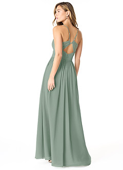 Azazie Cora Vestidos de damas de honor Vestido de Salvia Plateada de Gasa de Línea A con Plisado image2