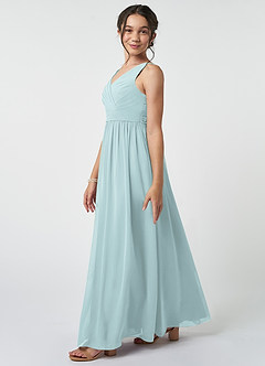 Azazie Kora Junior Mist A-Line Pleated Chiffon Dress image3