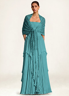front Azazie Floral Lace Tassel Shawl
