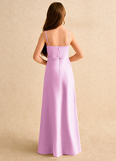 Azazie Fishie Girls Formal Robe Demoiselle D'honneur Fillette Robe Trapèze en Mat Satiné Rose Bonbon image7