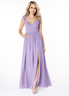 Azazie Stassie Bridesmaid Dresses Lilac A-Line Sweetheart Ruched Chiffon Dress image3