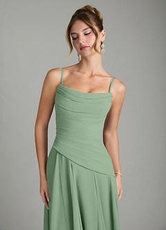 Azazie Gabriela Bridesmaid Dresses Matcha A-Line Corset Chiffon Dress image9