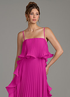 Azazie Alexia Bridesmaid Dresses Fuchsia A-Line Ruched Chiffon Dress image2