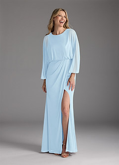Azazie Ysabella vestidos de madre de la novia Vestido de Azul Cielo de Malla de Sirena con Plisado image3