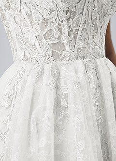 Raphinase Weiß A-Linie Herzausschnitt Applikation Tüll Minikleid image6