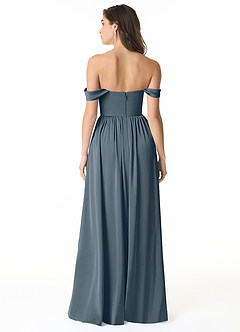 Azazie Morana Bridesmaid Dresses Twilight A-Line Off the Shoulder Stretch Satin Convertible Dress image3