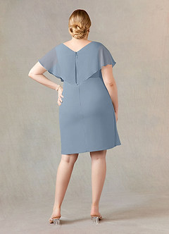 Azazie Julia Mother of the Bride Dresses Dusty Blue Sheath V-Neck Pleated Chiffon Dress image7