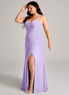 Azazie Maci Bridesmaid Dresses Lilac Sheath Pleated Chiffon Dress image10