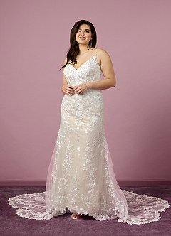 Barbie ♥ Azazie Wedding Dresses Diamond White Champagne Mermaid Sequins Tulle Dress image10