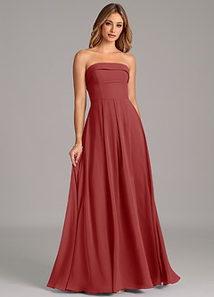 Azazie Lucienne Bridesmaid Dresses Rust A-Line Strapless Chiffon Convertible Dress image3