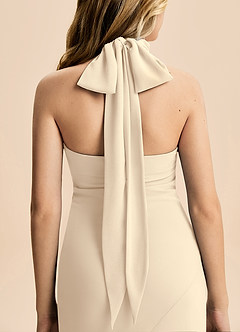 Azazie Velli Junior Vestido Champanhe de Chiffon de sereia com Pescoço alto image6