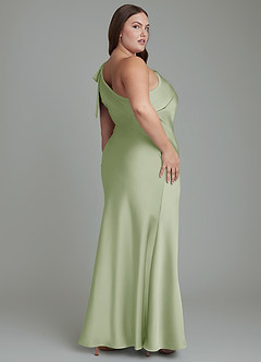 Azazie Yuanna Bridesmaid Dresses Dusty Sage Mermaid One Shoulder Stretch Satin Dress image9